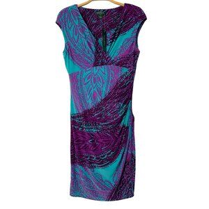 NWT Lauren Ralph Lauren V-Neck Cap Sleeve Wrap Dress Size 10 RII10588